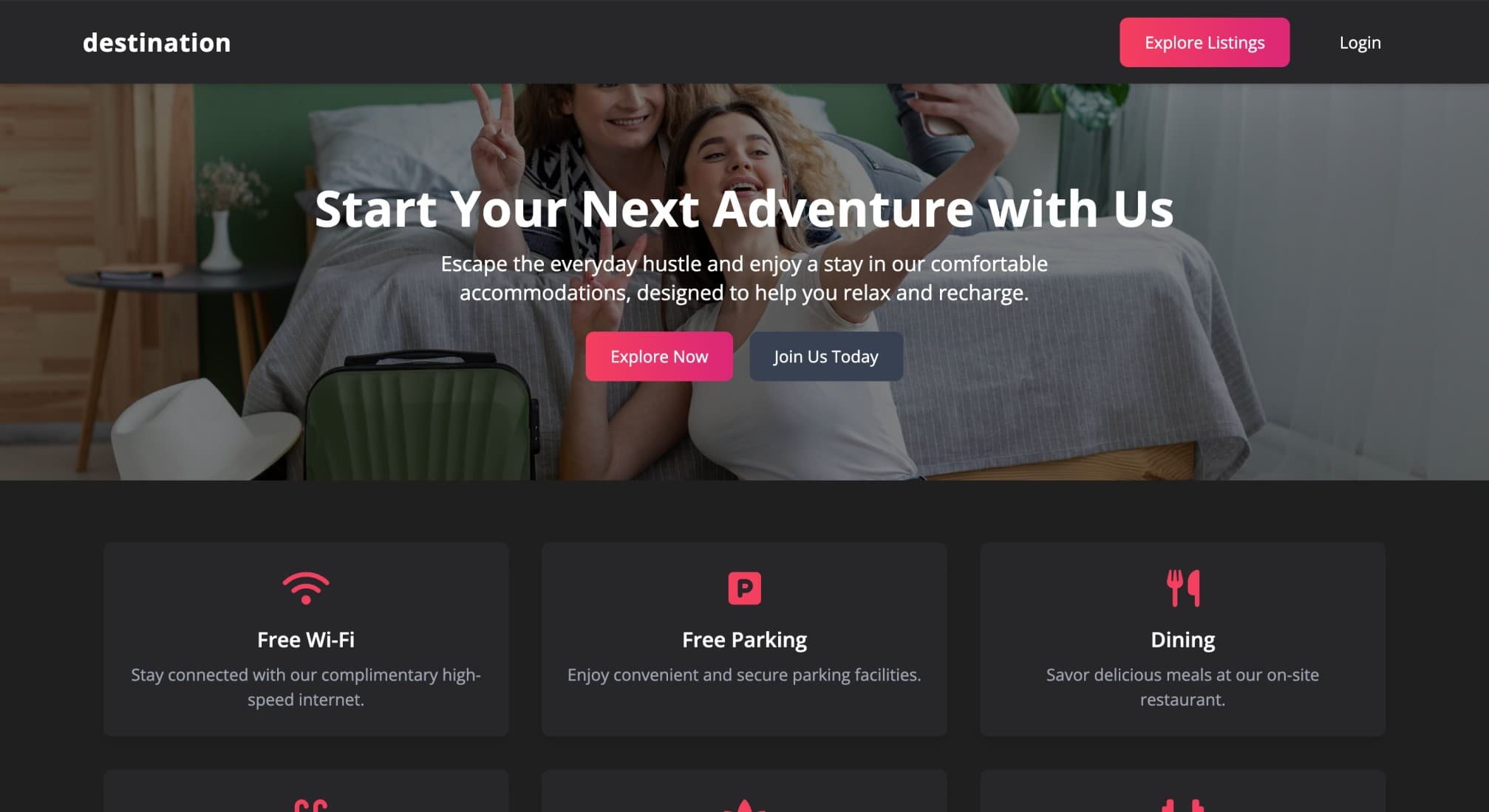 Destination | Holiday Accomodation Website
